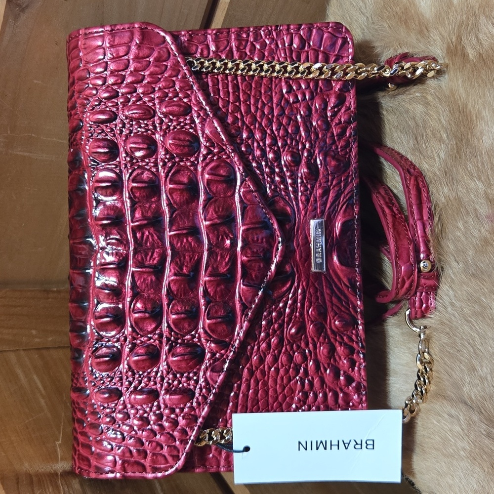 Brahmin Wendy Merlot Ombre Genuine Leather Crossbody NWT